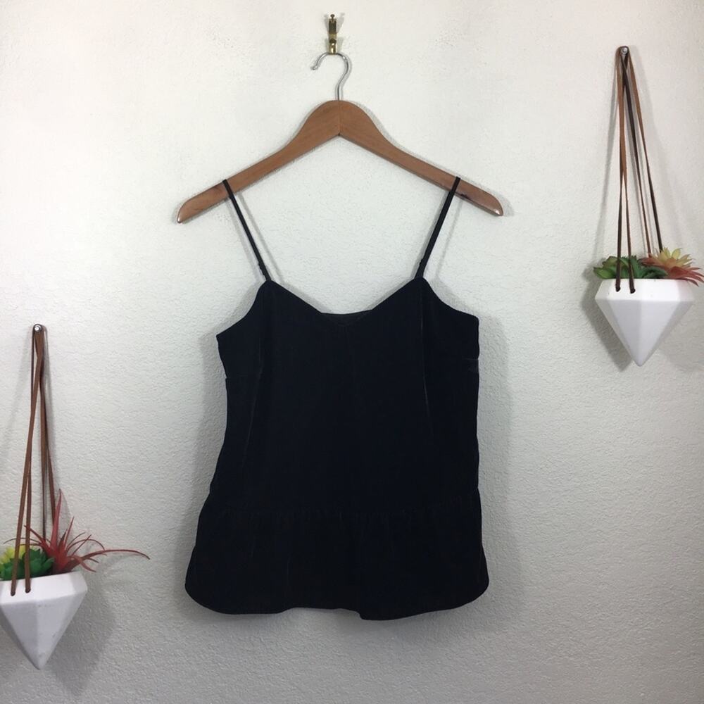 NWT J. Crew black peplum velvet tank top